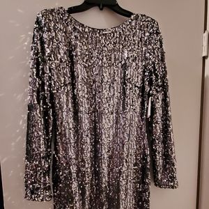 NWT Silver sequin cocktail dress